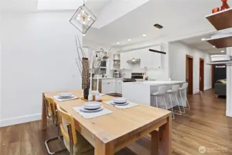 While the kitchen is separate, it's easy to entertain and cook at the same time!