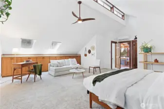 A bank of storage cabinets on one wall...