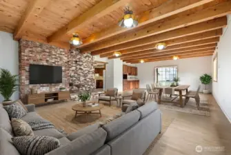 Virtually Staged Family Room + Dining Room