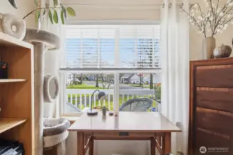 The easterly views from the second bedroom are private and stunning with sunlight streaming in from the morning sunrise.