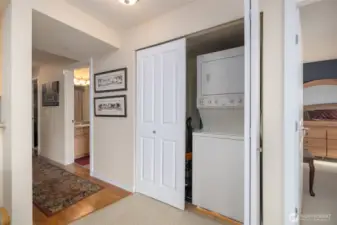 Super handy in-unit washer and dryer, plus extra storage.