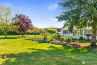 Gardens and fruit trees dot the landscape.