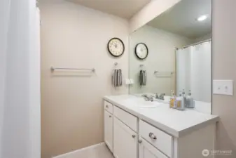 Double sinks in 2nd floor bathroom.