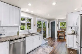 Pantry closet next to the sliding glass door.