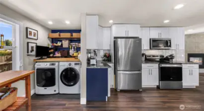 Washer and dryer work area off the kitchen