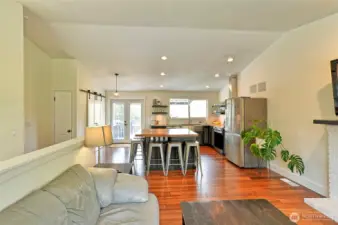 Looking into the kitchen from the living room