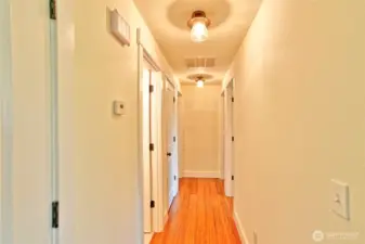 Hallway on main, check out the custom finish work.