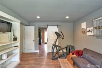 Family room downstairs, door and finish work look incredible.