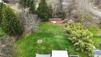 Back yard is huge with playhouse