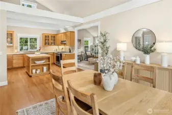 The vaulted main room offers central access to your living room, kitchen, office, and two private bedrooms.