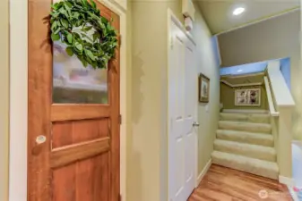 Wood pantry door and walk-in closet