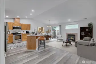 Open concept kitchen and living room.