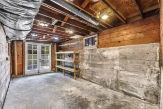 Converted garage in basement. Current owners used it as a home gym.