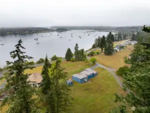 Aerial looking NW toward Shaw and Orcas