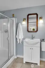 Lovely 3/4 bath on main level.