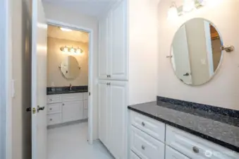 Built-in storage and dressing area.
