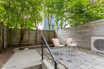 Main level private backyard