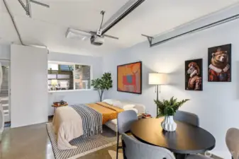 Sofa bed can easily convert to bed for guest suite