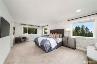 Spacious master suite with views