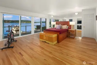 Gigantic primary bedroom with private covered porch