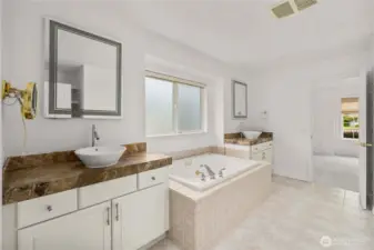 Double Sinks and Hydrotub as well in the Primary Bathroom