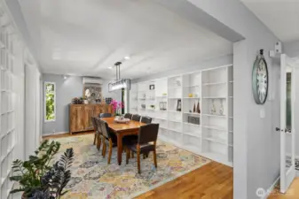 Flow into the generous dining room from the kitchen made for entertaining