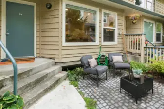 A newly designed front entry patio.