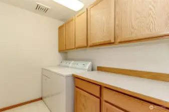 Laundry room with tons of storage on the 2nd floor next to primary suite