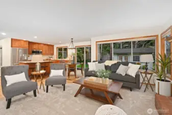 make this open kitchen + nook + family room live large!