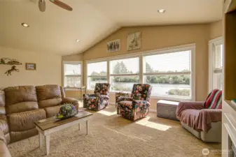 Living room is large, but still feels very cozy!