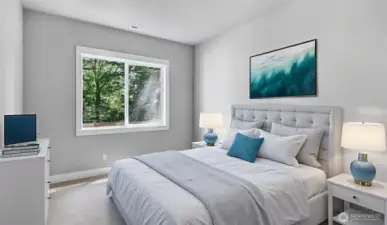 Guest Suite on the Main Level, ideal for multi-generational living, or extended stay guests. Virtually staged.