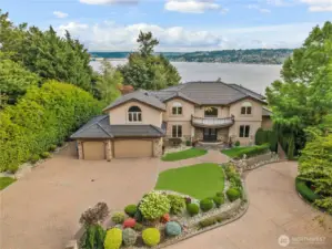 Custom estate with views of Lake Washington and beond