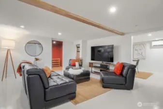 Here is the lower level TV room.