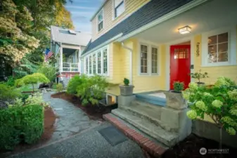 A pretty path runs in front of the home to meander...