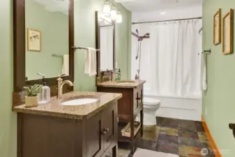 One of two bathrooms on the lower level