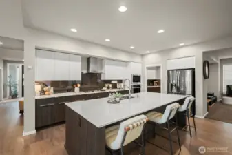 Chefs Kitchen with Stainless Steel Appliances, Large Island for Prep and Entertaining