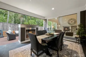 Covered Deck with Gas Fireplace, 2 Large Sliding Doors