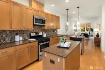 Plenty of prep space and storage in kitchen