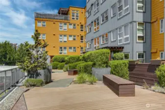 Second-floor outdoor deck for relaxation and entertainment.