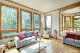 Family room overlooking kitchen area