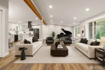 Virtually Staged Living Room & Alcove