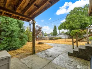 Covered patio area outside