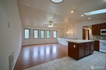 Upper floor has nice open floor plan with lots of windows