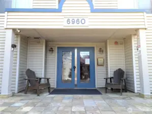 Building A entrance w/security monitoring.