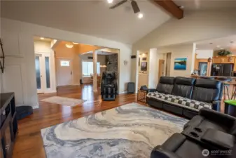 family room, entry, dinning room kitchen