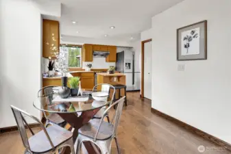 Enjoy tons of natural lighting from the kitchen skylight