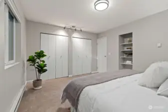 Bedroom has two closets.