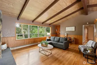 Open Beam Ceiling Living Room