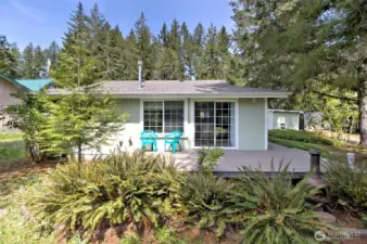 View from the backyard to the rear of the house