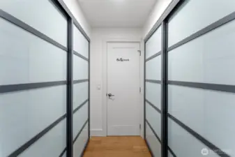Hello closet space! The hallway to the main bathroom is lined with oodles of additional storage!